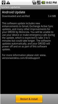 Motorola DROID Android 2.2.2 System Update FRG83G datasheet